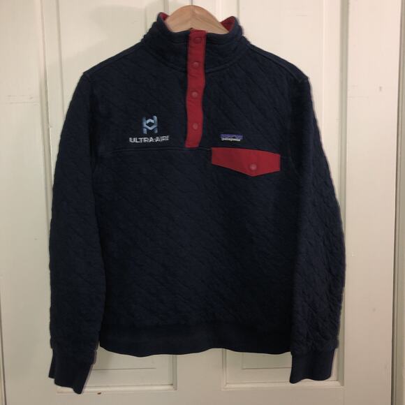 Patagonia Worn Wear Men's Organic Cotton Quilt Snap-T Pullover Small Navy Blue - Picture 1 of 7